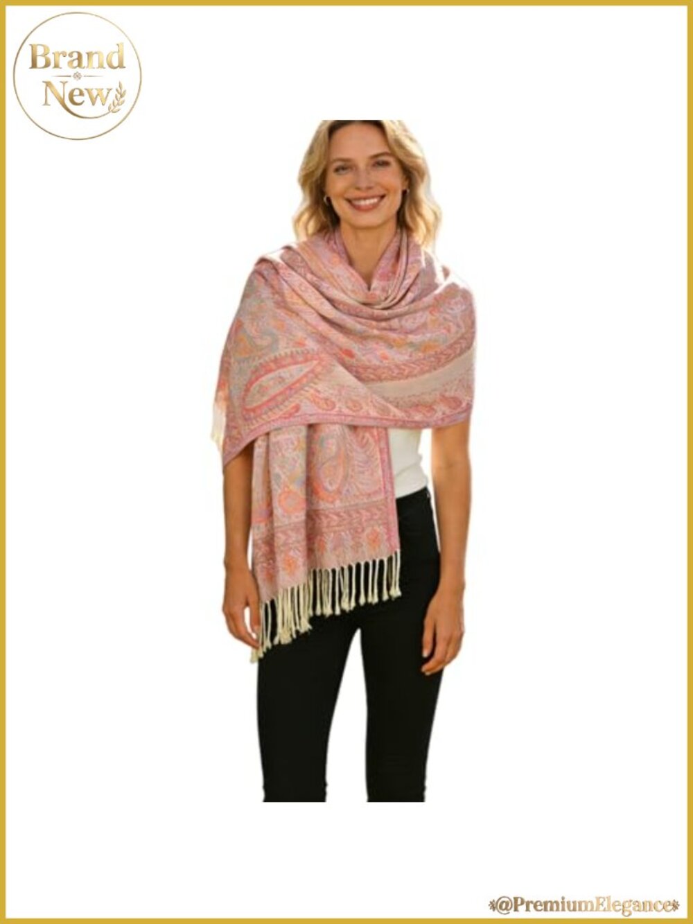 Paisley Pashmina Shawl Scarf Tassel Jacquard Wrap for Evening Wedding Travel